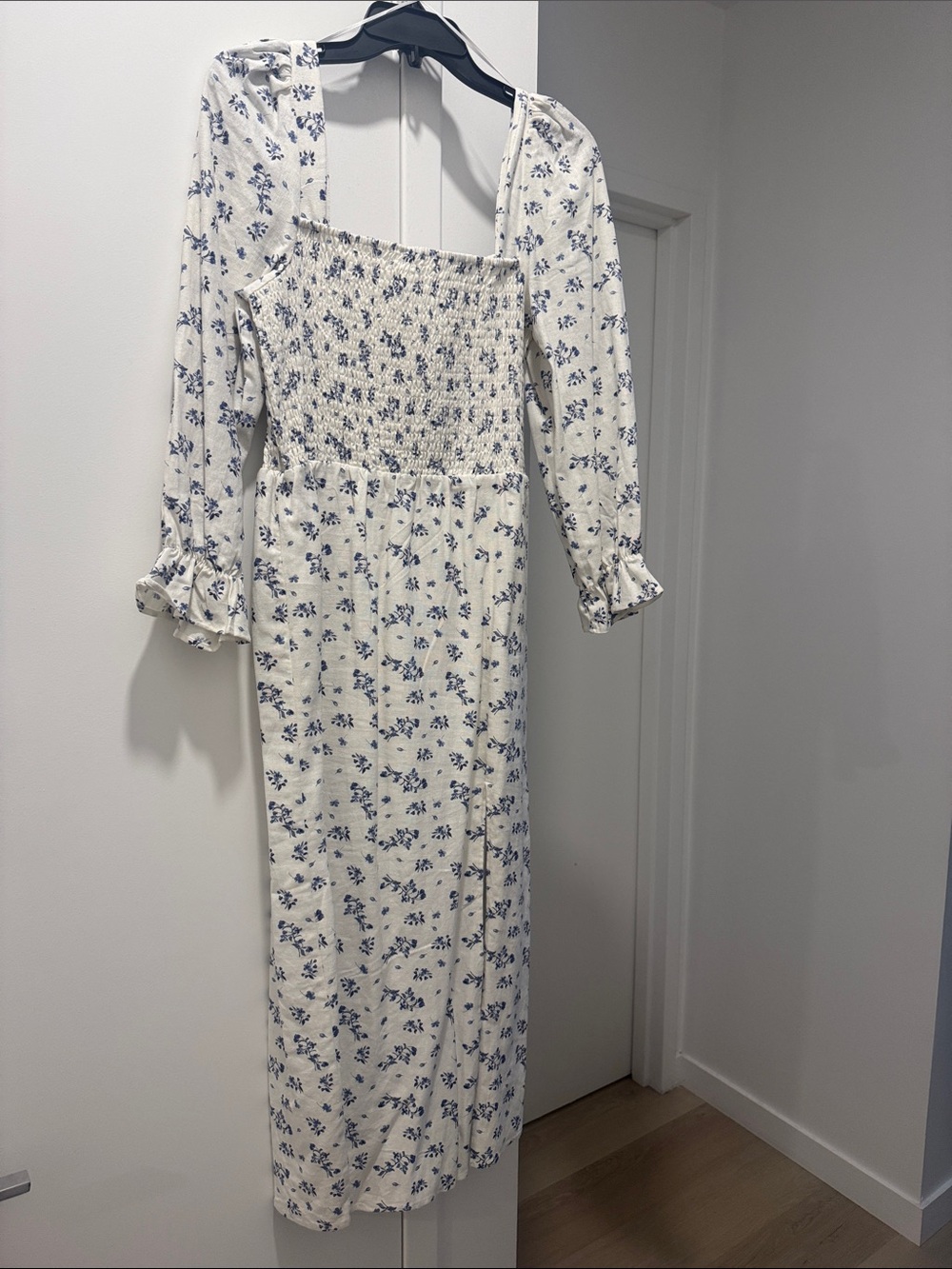 House of Harlow 1960 White Midi Dress with Blue Floral Print